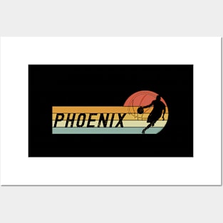 Phoenix Az Cityscape Sun Basketball Fans Posters and Art